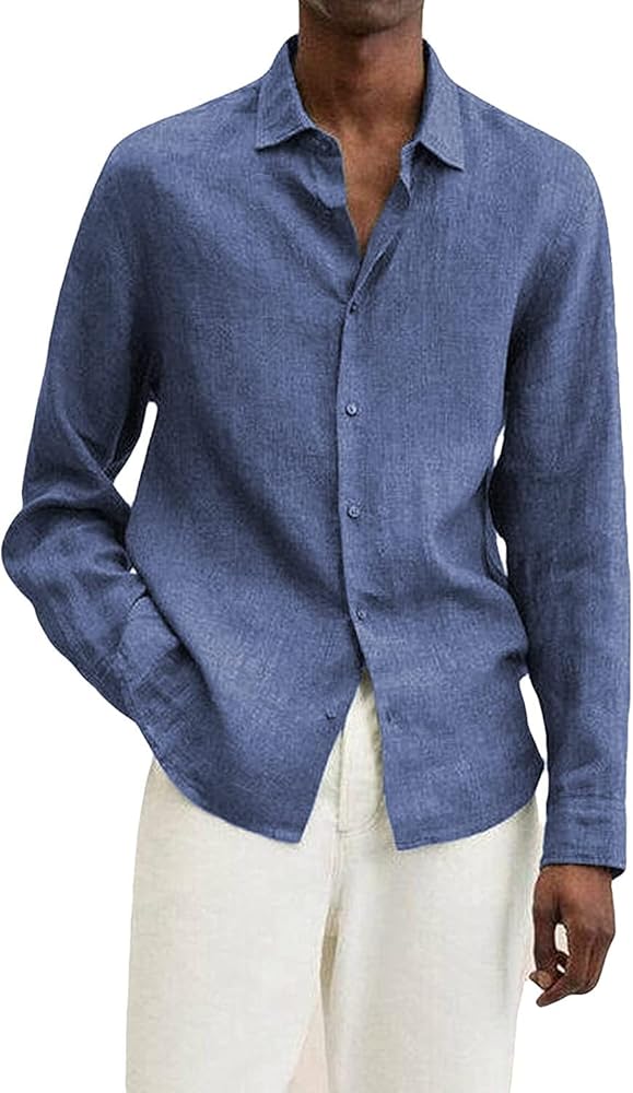 パパス 美品 papas+ linen BD L/S shirt XL Long-sleeved Linen Shirt CALPE in White | MagicLinen